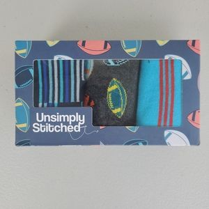 3-Pairs UNSIMPLY STITCHED Football Stripe Cotton S